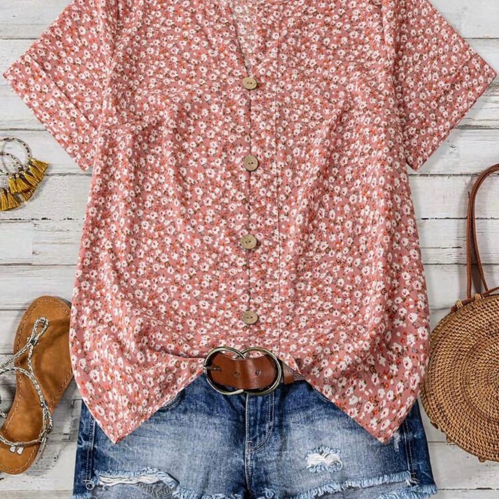 Pink Floral Button Down Shirt